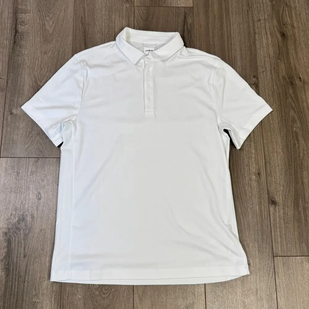 J.Crew Performance Polo Shirt Mens L White Pullover Coolmax Short Sleeve Stretch